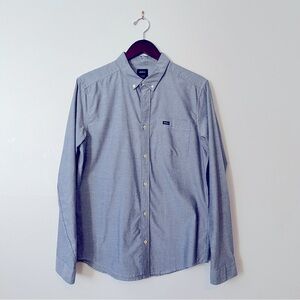 RVCA Blue Gray Slim Fit Long Sleeve Shirt, Size M